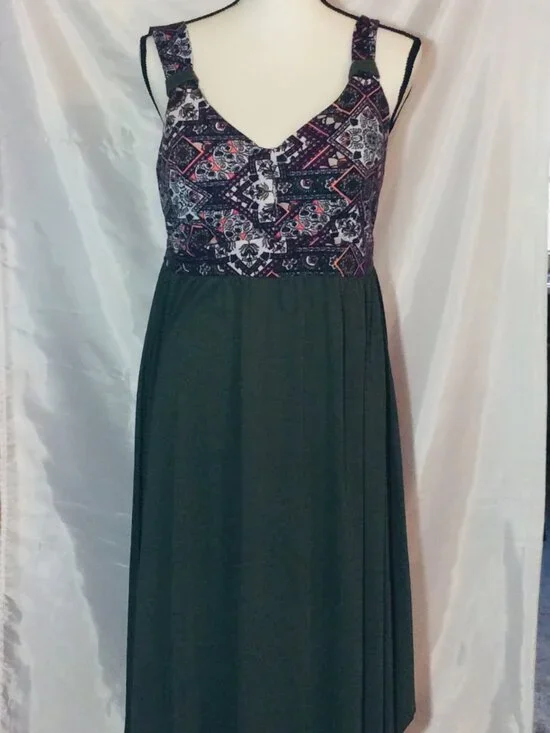 Kristen Nicole Sleeveless Olive Maxi Dress Bohemian-Style Bodice Size M - Picture 3 of 10